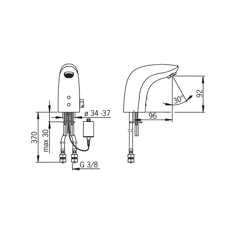 Oras Electra berringsfri. hndvaskarmatur med regulerbar temperatur
